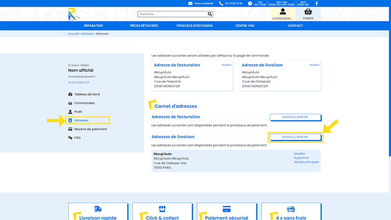 Comment ajouter une nouvelle adresse de livraison