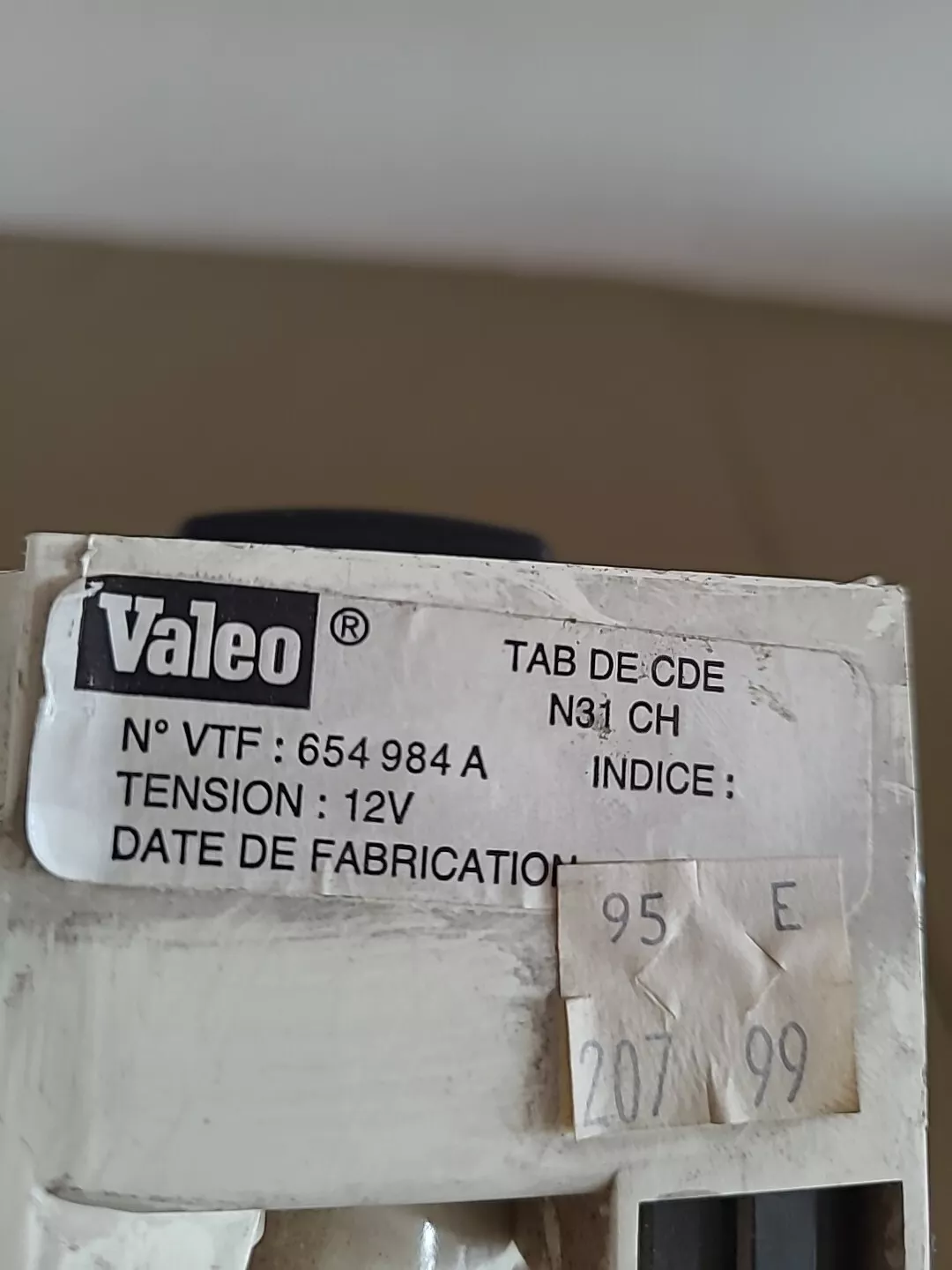 Commande de ventilation et de chauffage CITROËN Berlingo 1 Phase 1 (1996-2002) Ref : 654984A – Image 4